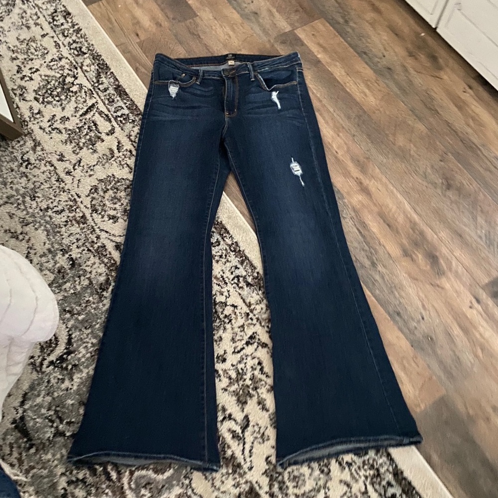 Flare distressed jeans, worn once or twice